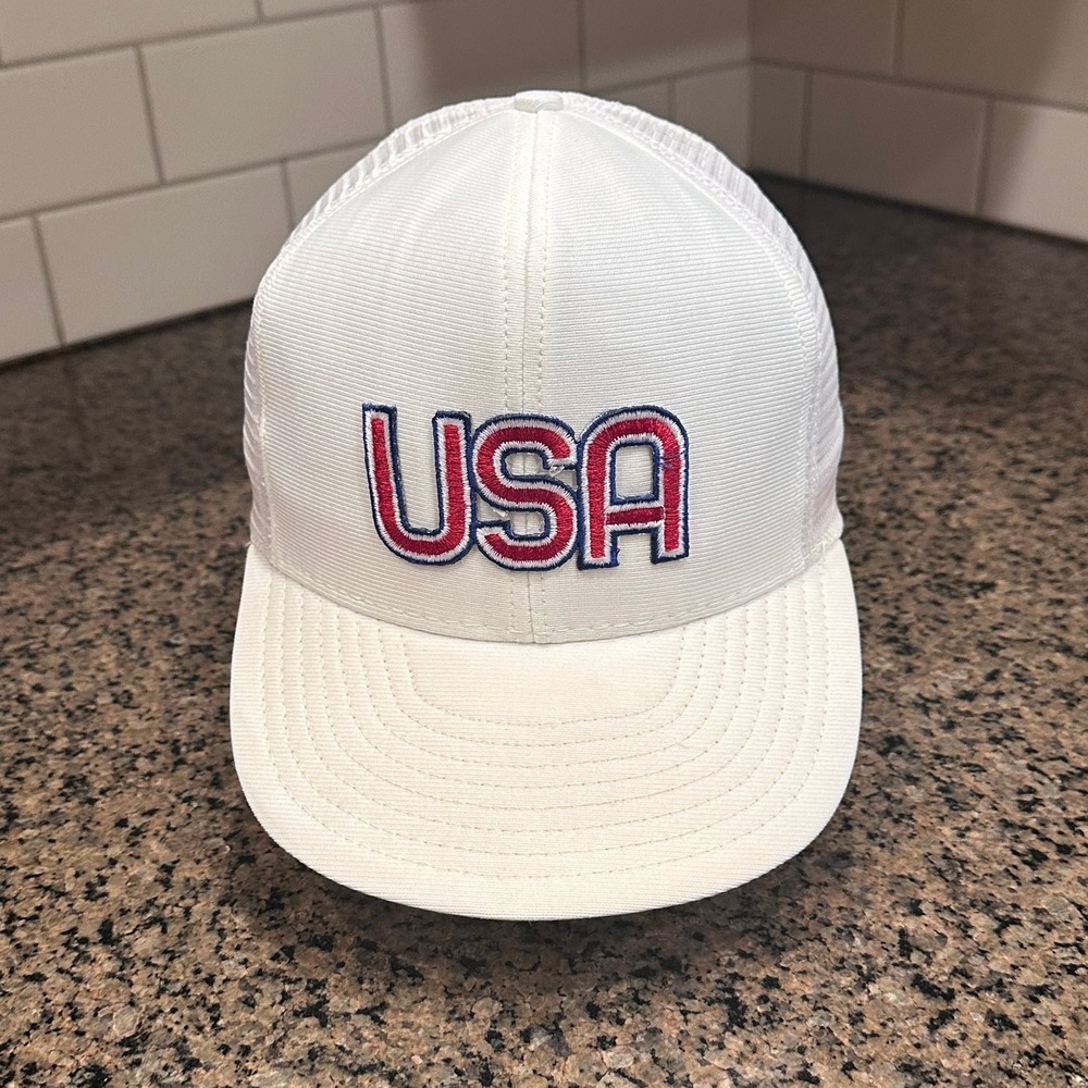 USA Embroidered Pioneer Trucker Hat Snapback White Made in USA